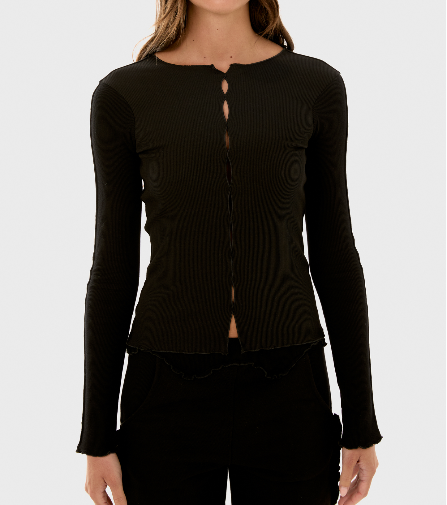 Draped Long Sleeve in Black