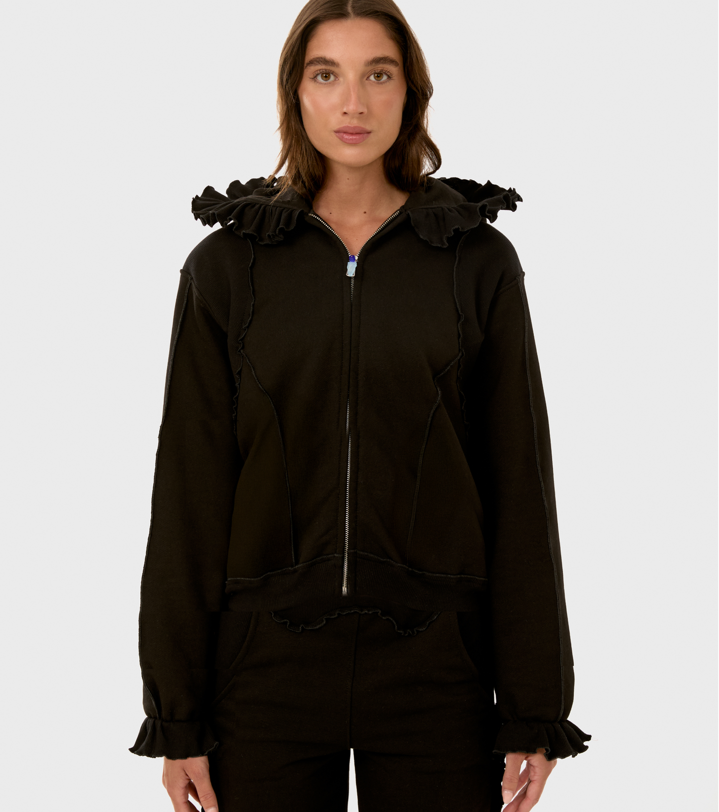 Hoodie with Zipper in Black