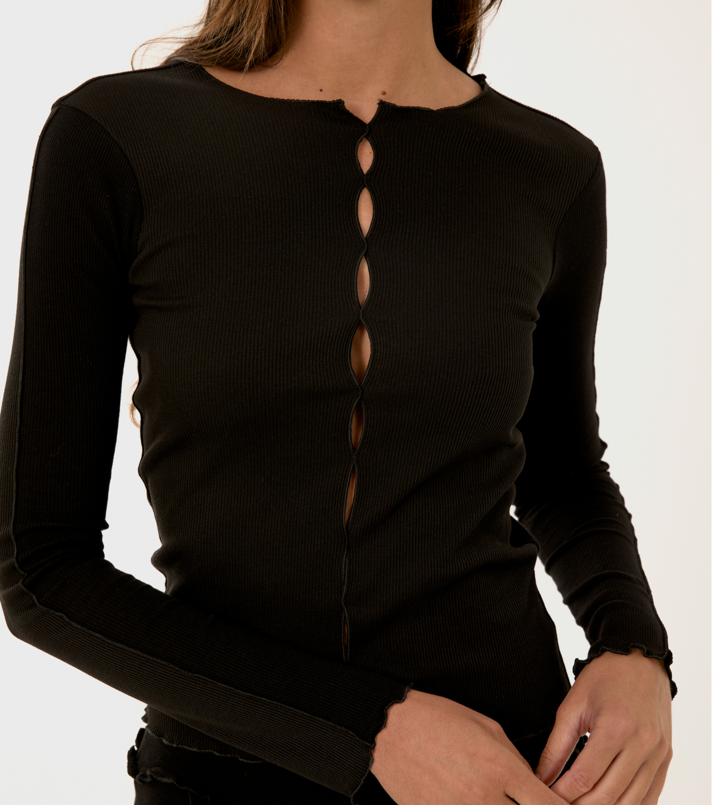 Draped Long Sleeve in Black