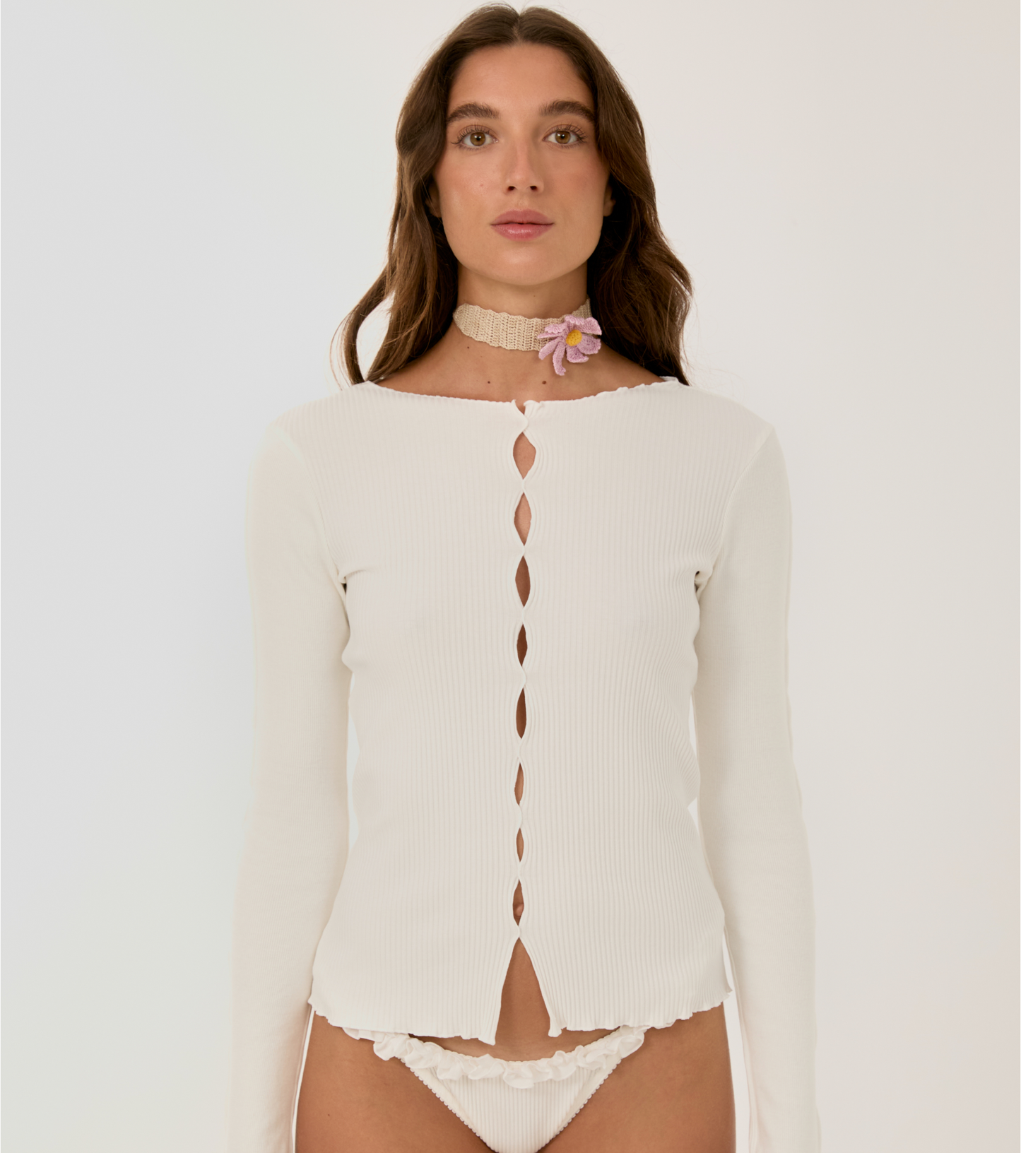 Draped Long Sleeve in White