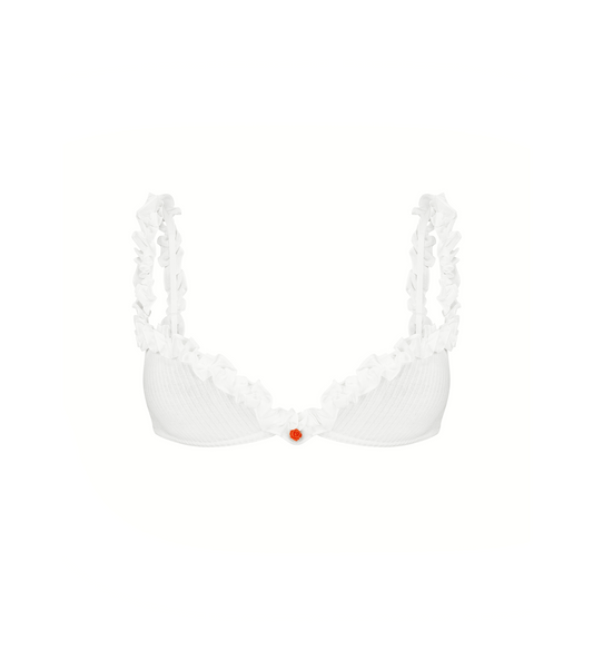 Bralette with Flower in White