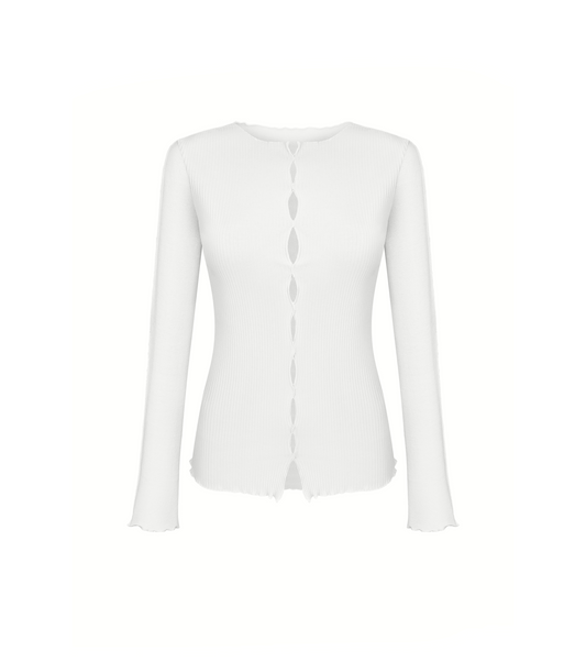Draped Long Sleeve in White