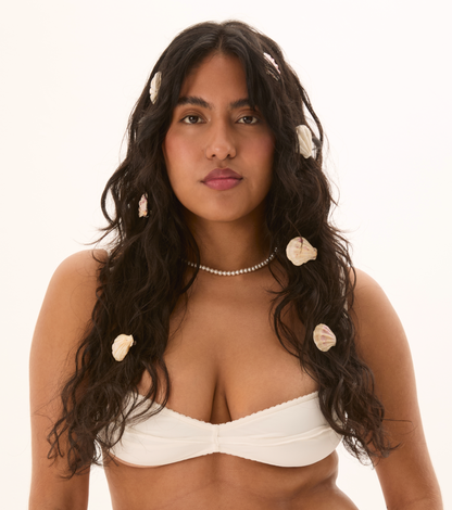 Bikini Top with Wave in White