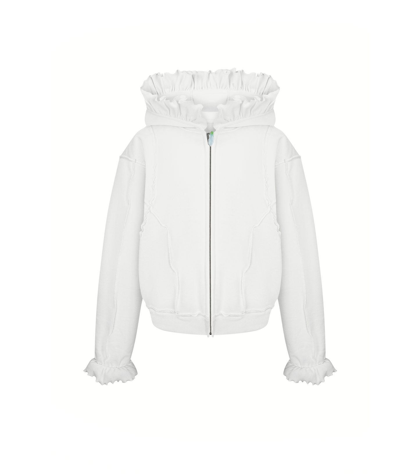 Hoodie with Zipper in White