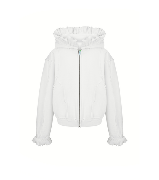 Hoodie with Zipper in White