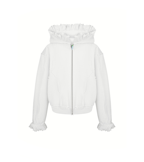 Hoodie with Zipper in White