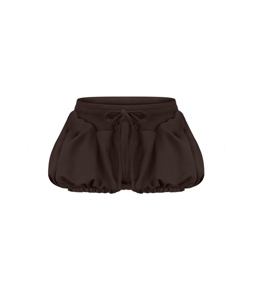 Micro Shorts with Ruffles in Brown