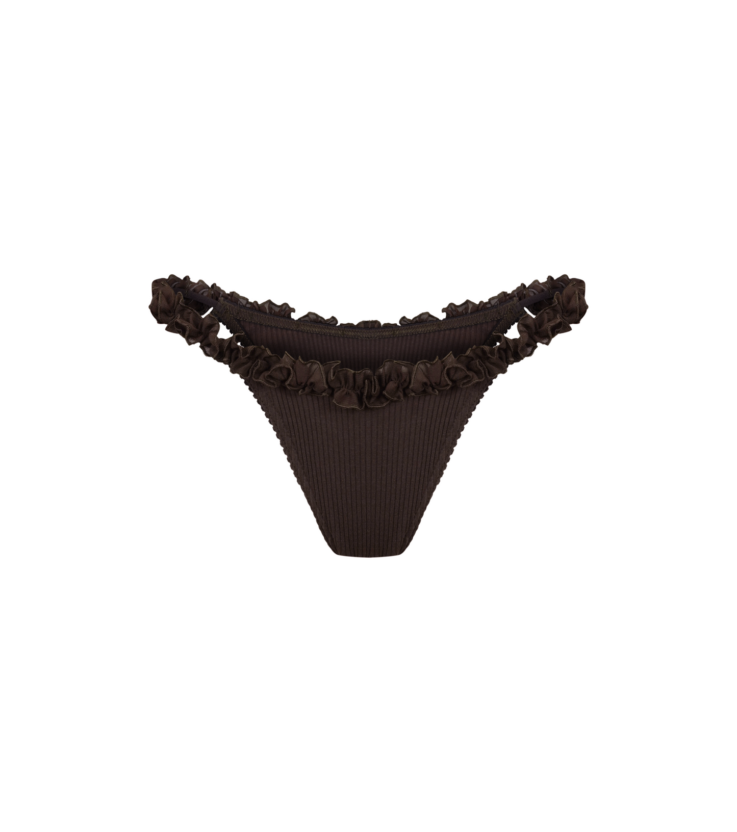 Tanga with Ruffles in Brown