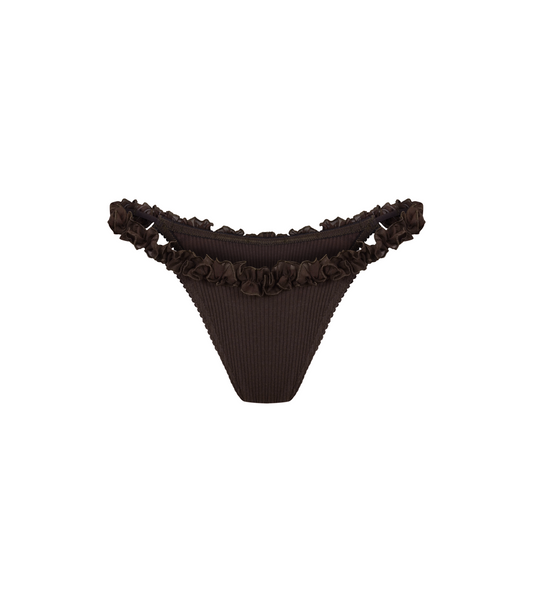 Tanga with Ruffles in Brown