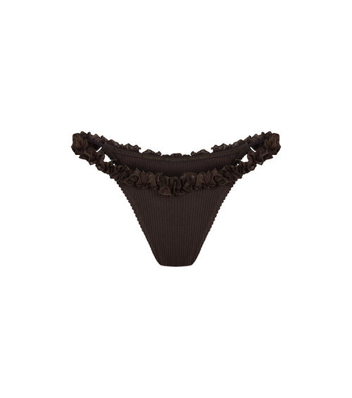 Tanga with Ruffles in Brown