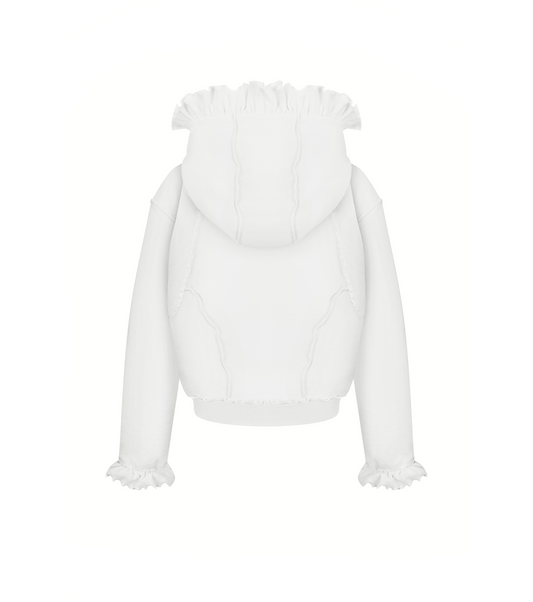 Hoodie with Zipper in White