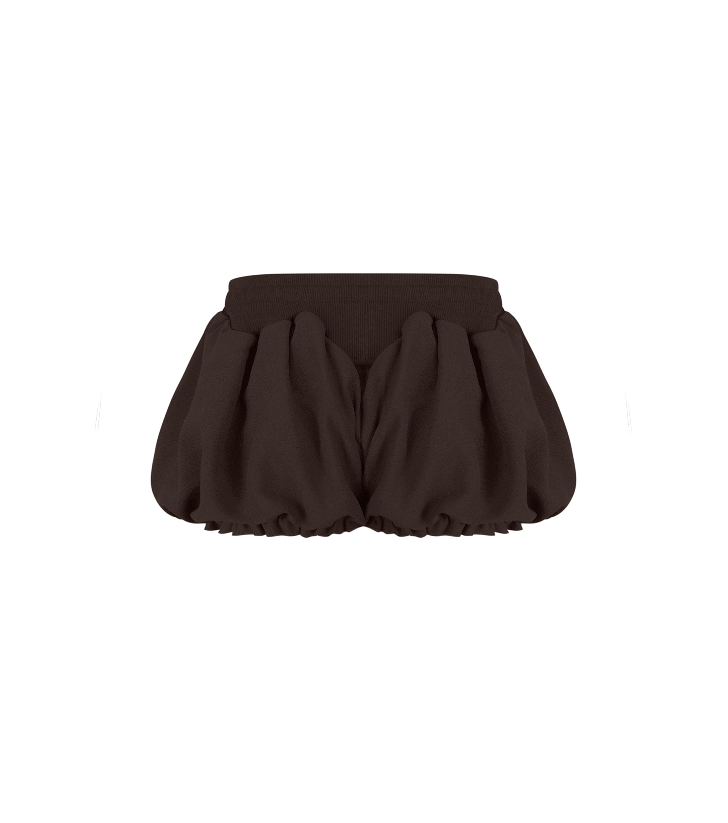 Micro Shorts with Ruffles in Brown