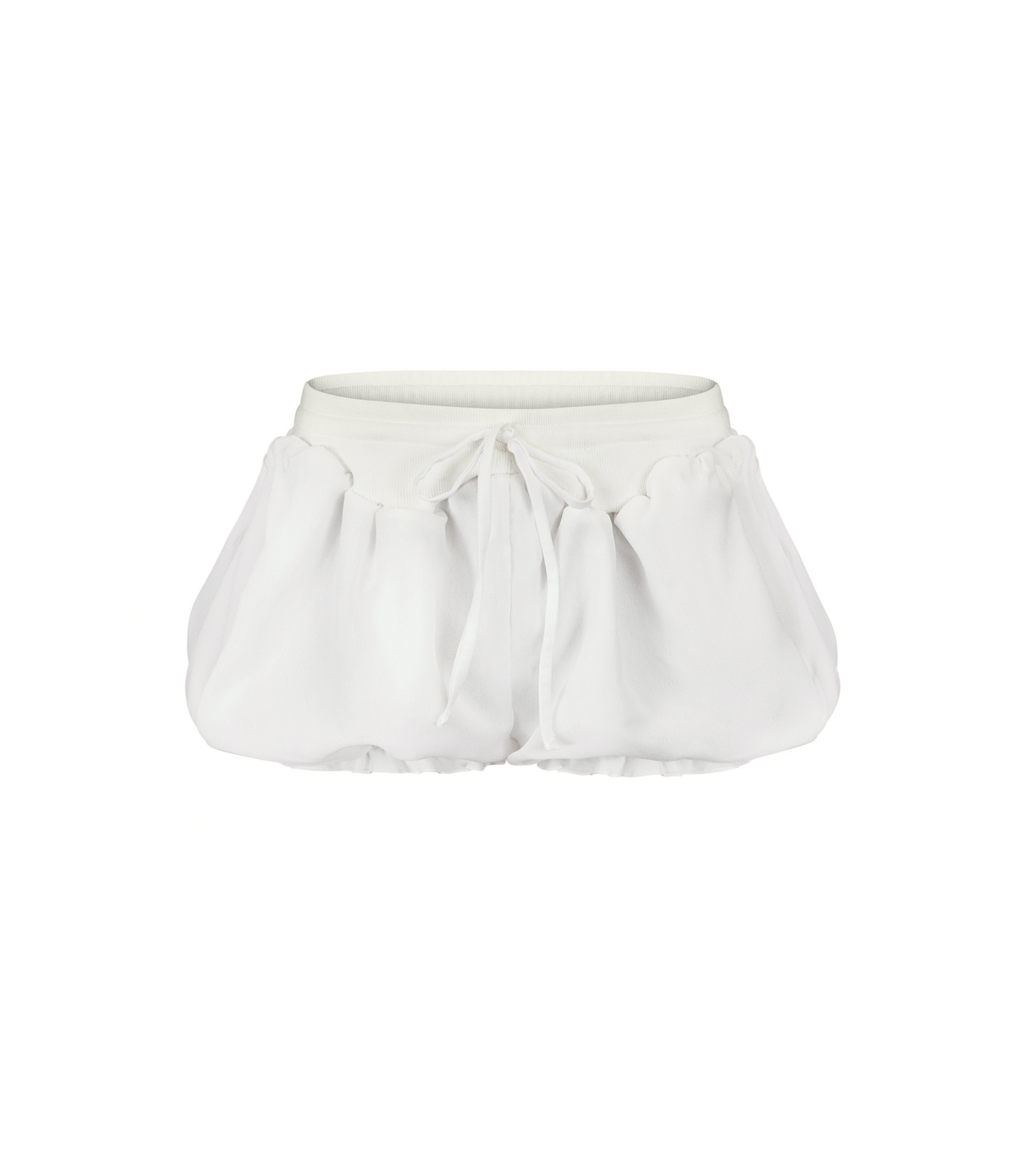 Micro Shorts with Ruffles in White