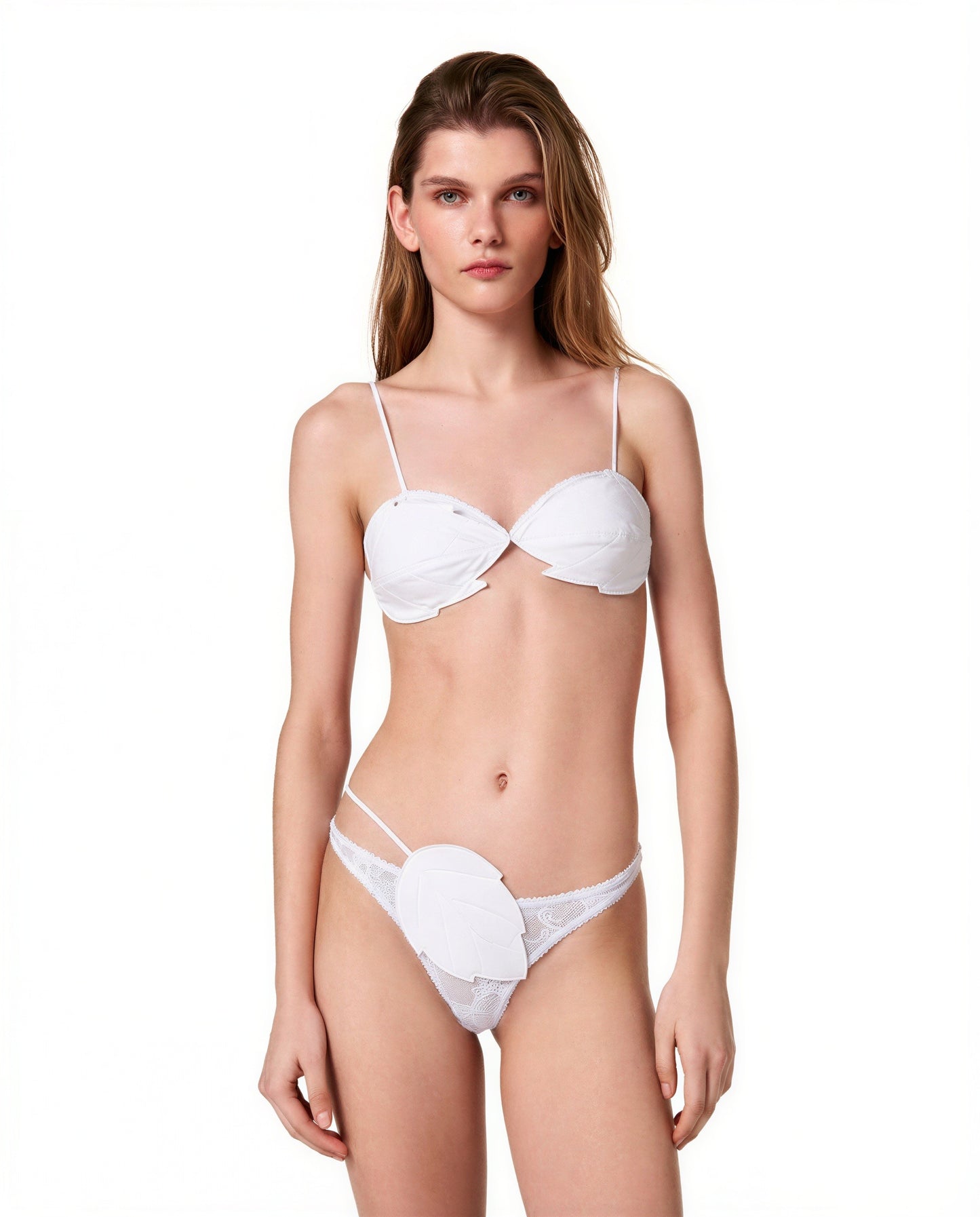 Tanga with Leaves in White