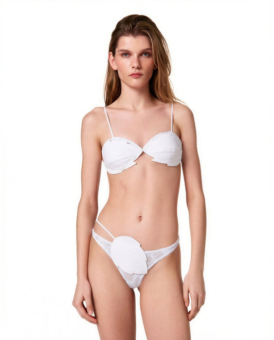 Bra with Leaves in White