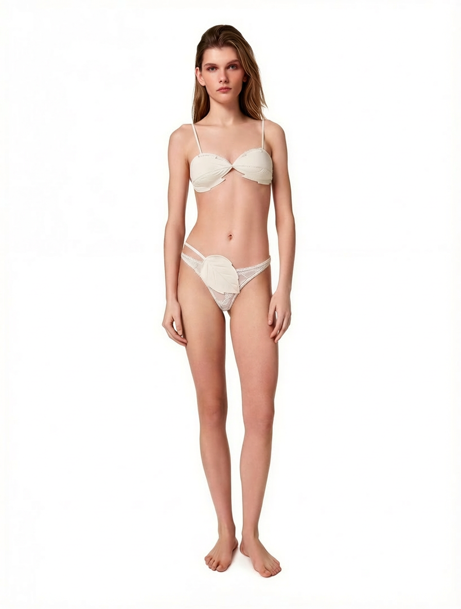 Tanga with Leaves in White