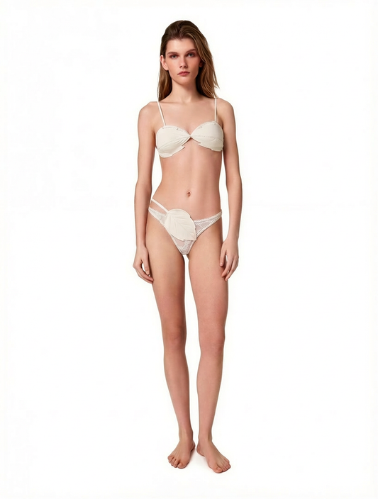Bra with Leaves in White