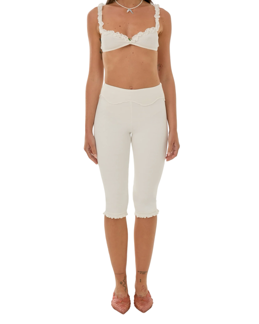 Wavy Capri Pants in White