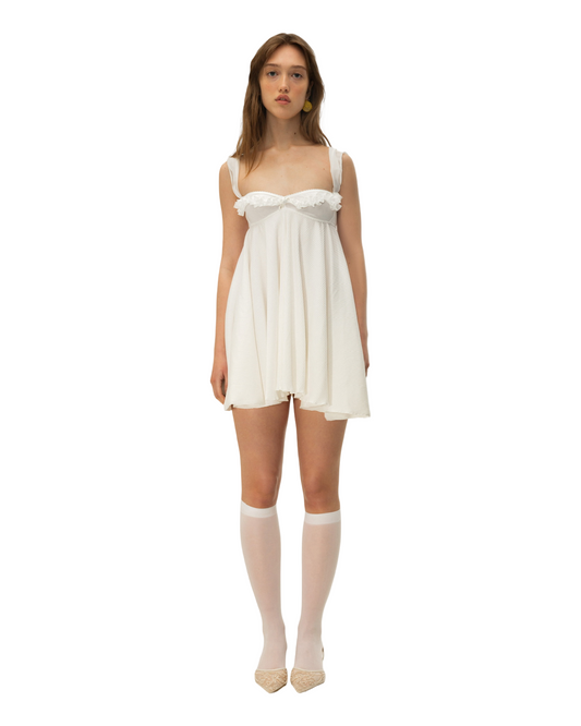 Dress with Ruffles in White