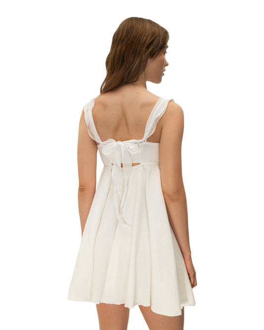 Dress with Ruffles in White