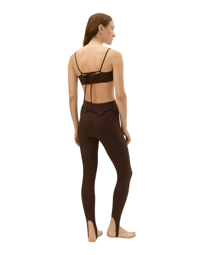Brown high-rise slim leggings, full-length fit