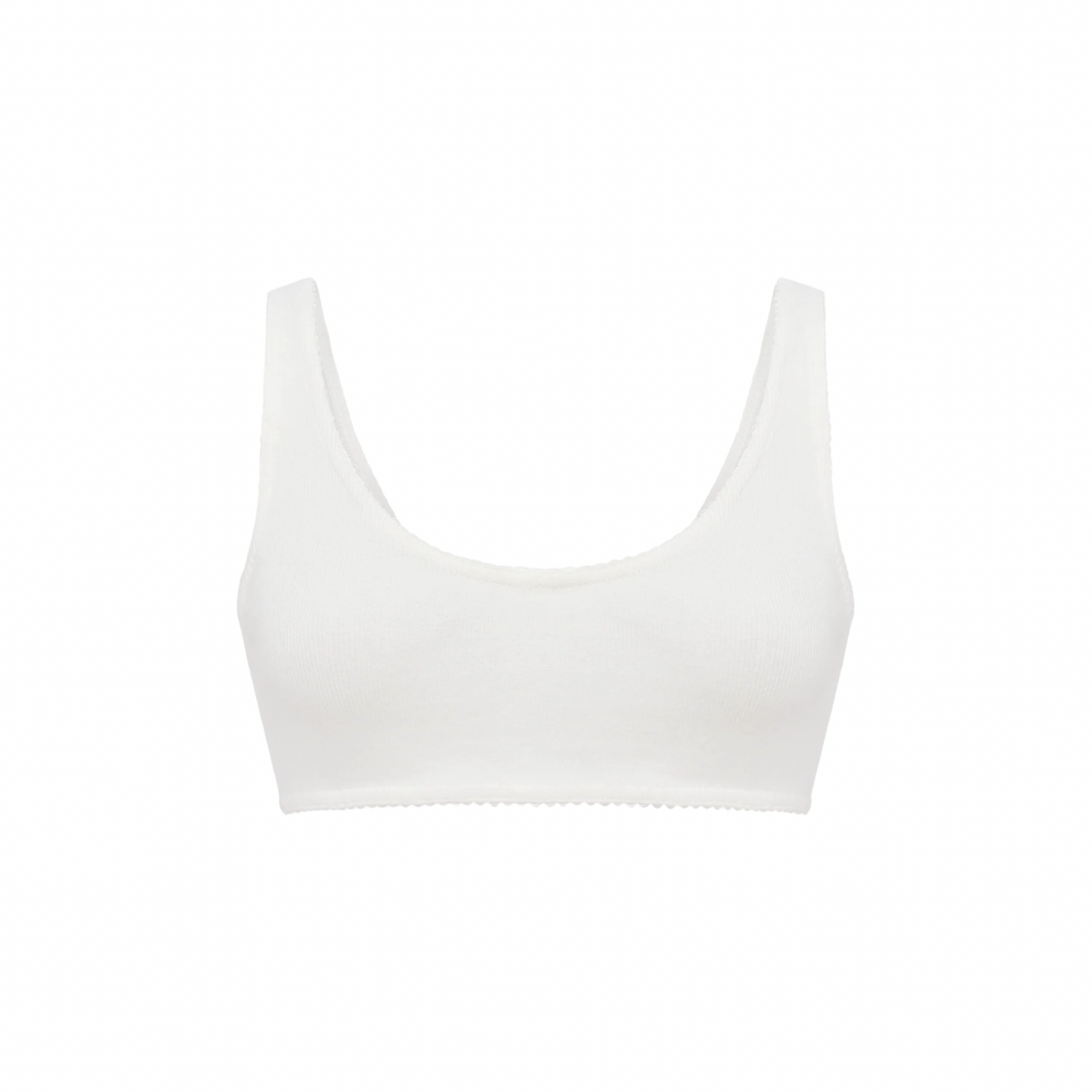 Basic white scoop-neck bralette top with wide straps
