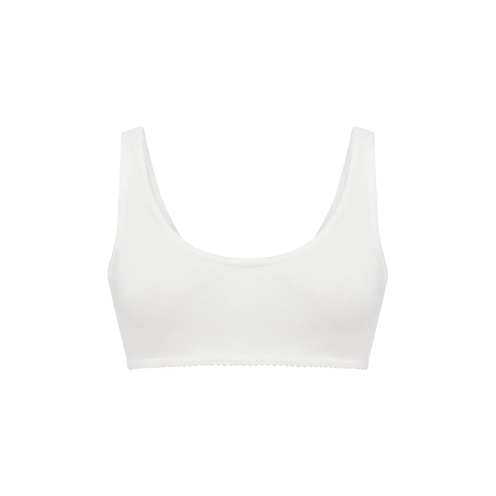 Basic white scoop-neck bralette top with wide straps