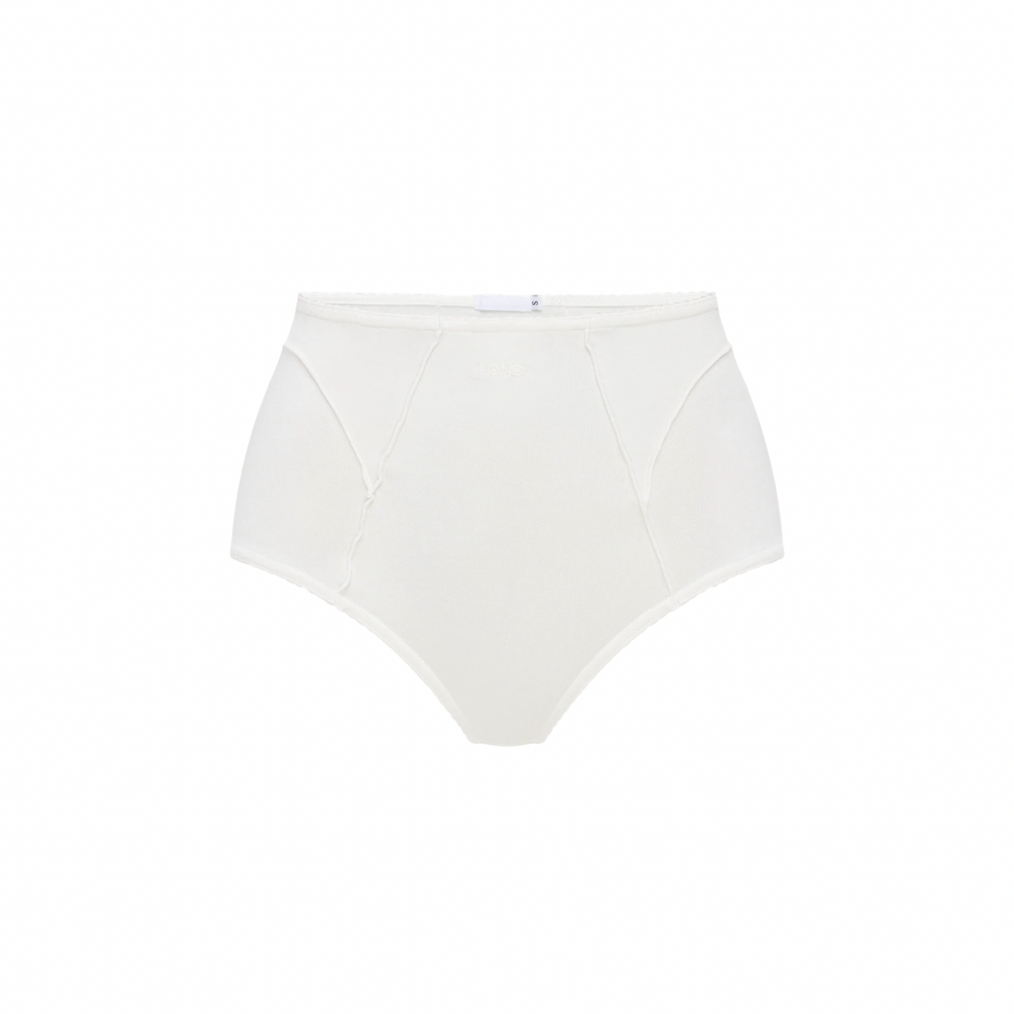 White high-waisted brief panties with smooth front and elastic waistband