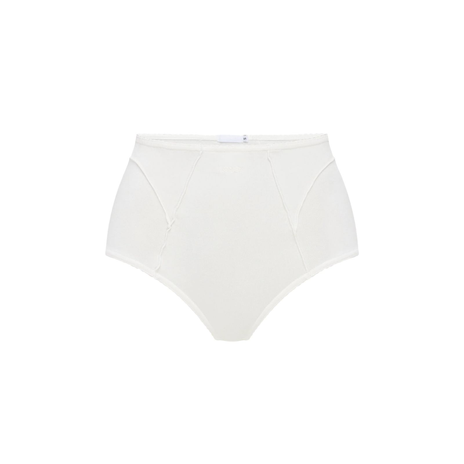 White high-waisted brief panties with smooth front and elastic waistband