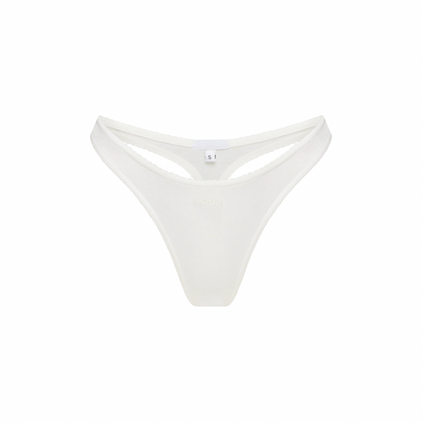 White basic thong underwear with V-cut front and smooth fabric