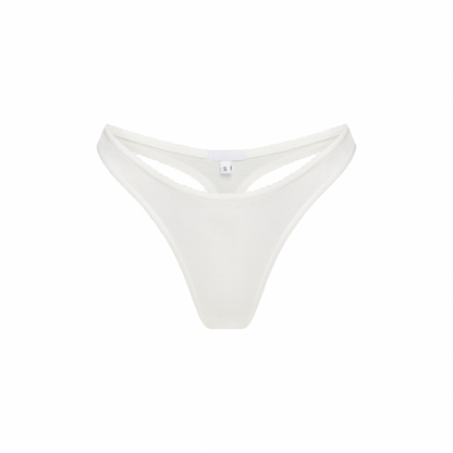 White basic thong underwear with V-cut front and smooth fabric