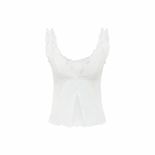 Short Wavy Tank in White