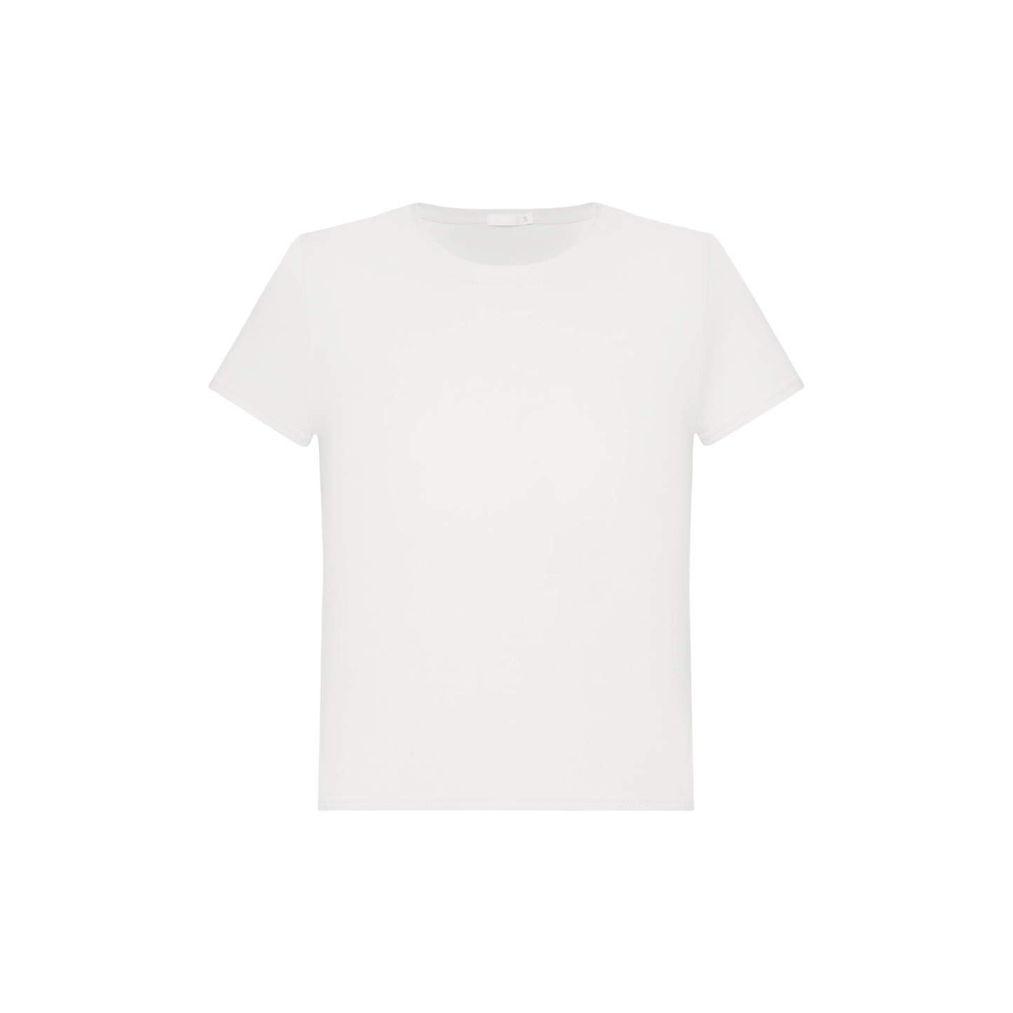 Basic white crew-neck T-shirt with short sleeves