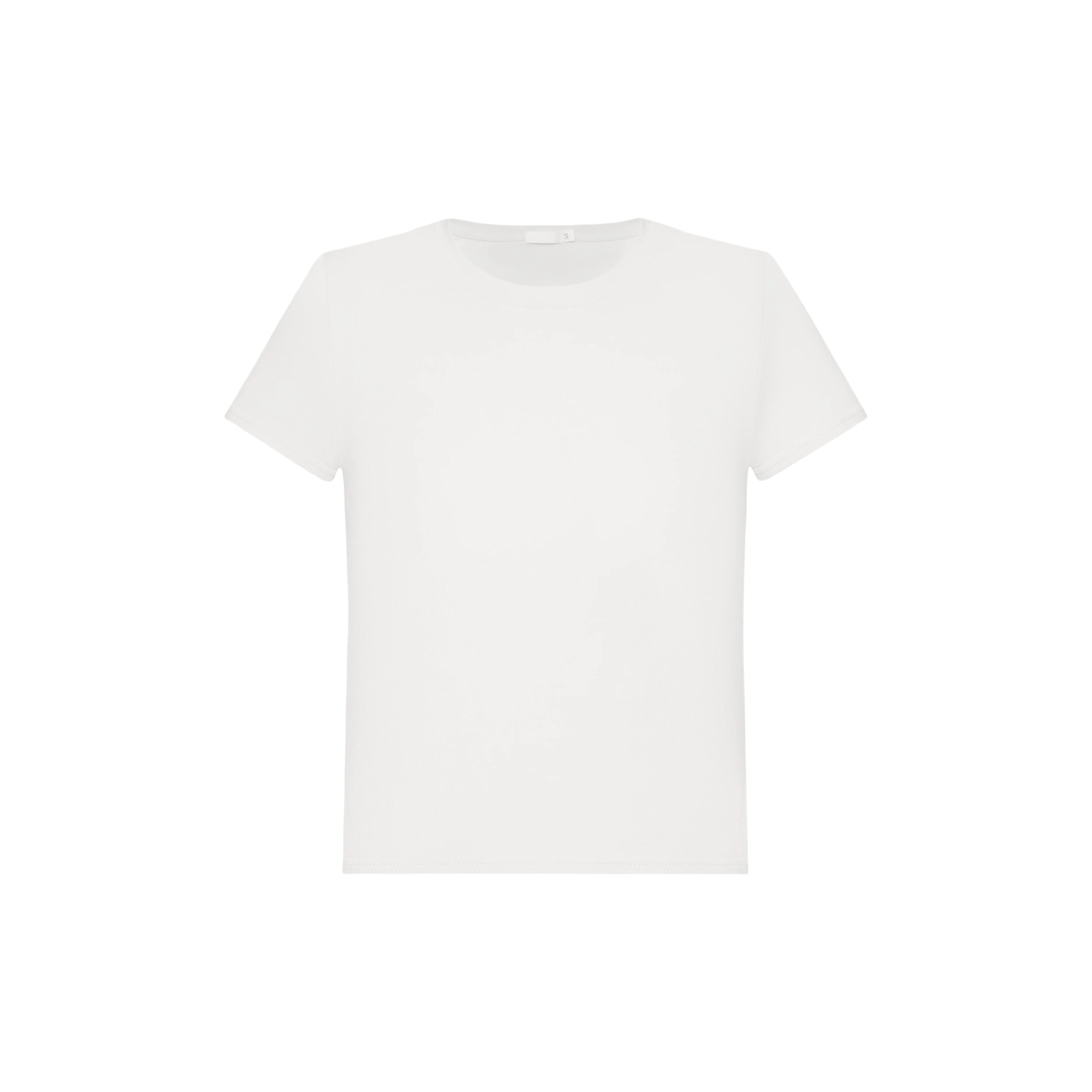 Basic white crew-neck T-shirt with short sleeves