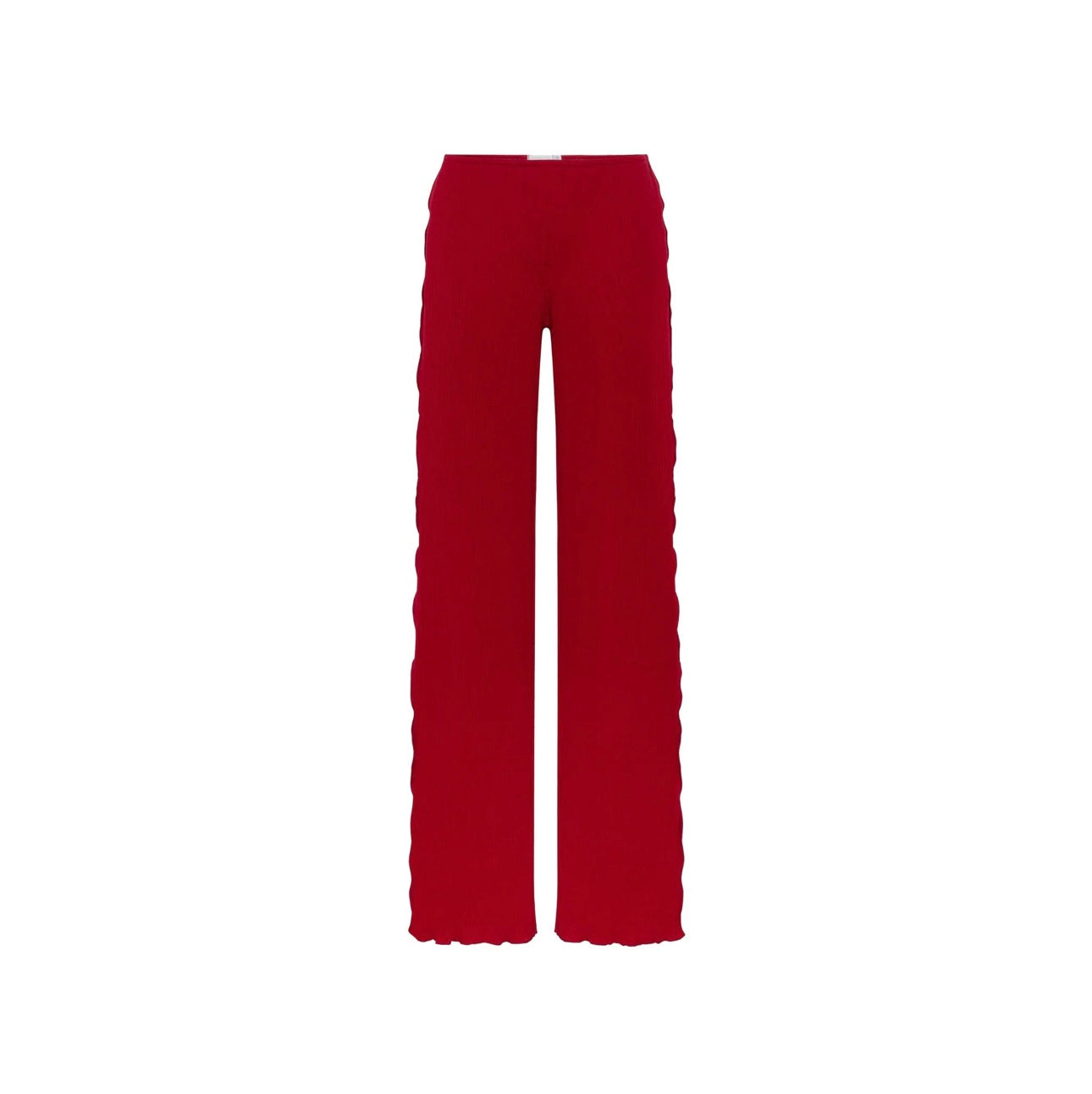 Burgundy pajama pants with elastic waistband, straight legs
