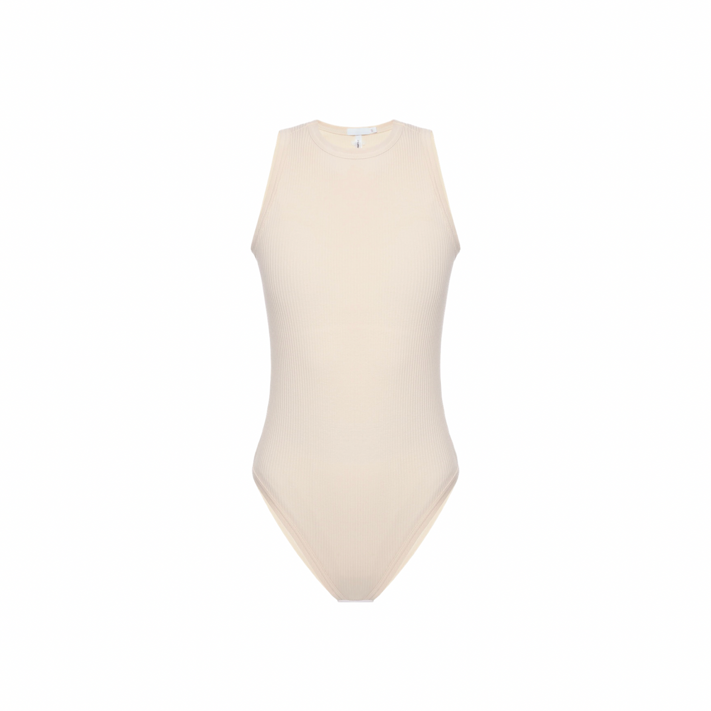 Beige sleeveless crew-neck bodysuit