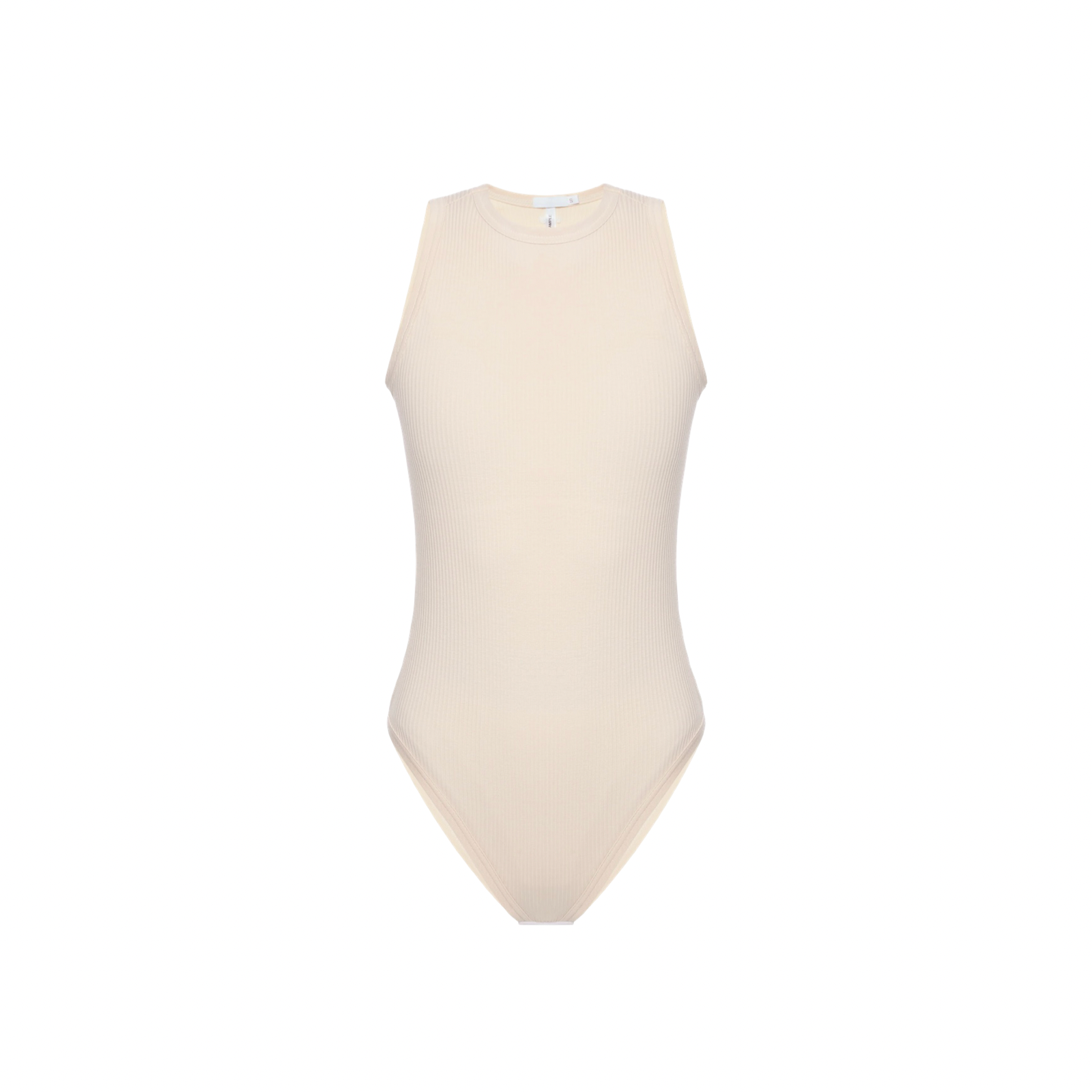 Beige sleeveless crew-neck bodysuit