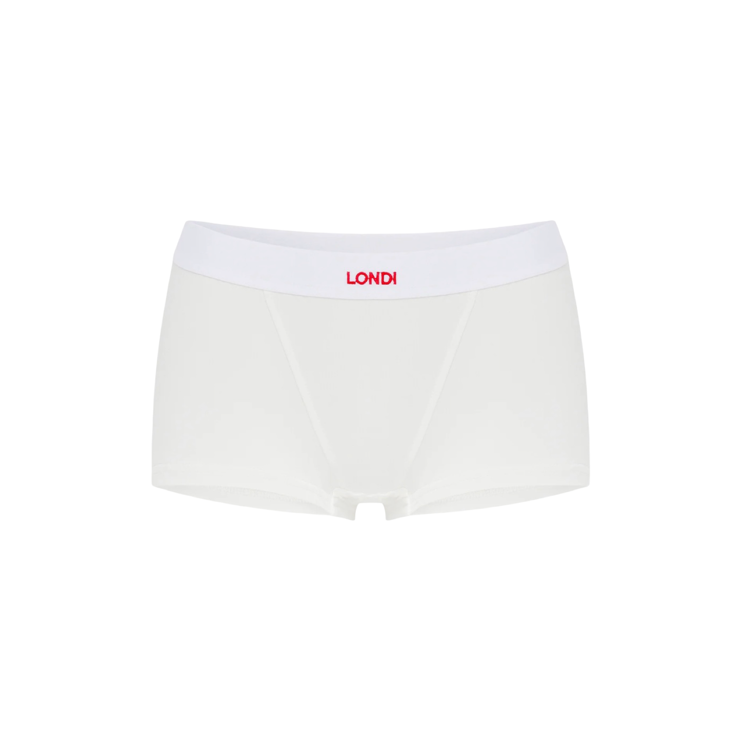 White boyshorts with wide waistband and LONDI logo