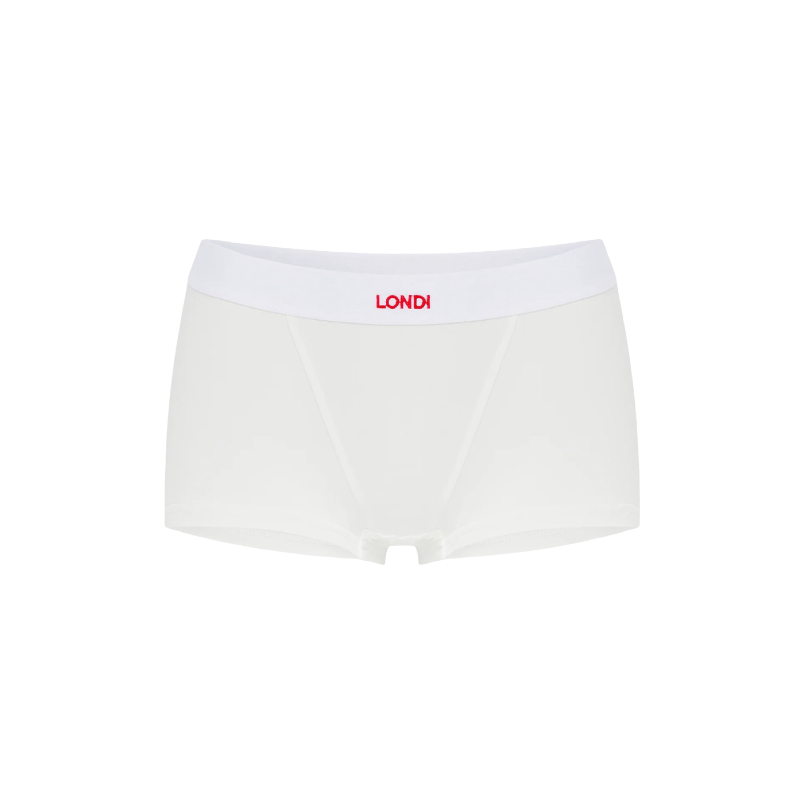 White boyshorts with wide waistband and LONDI logo