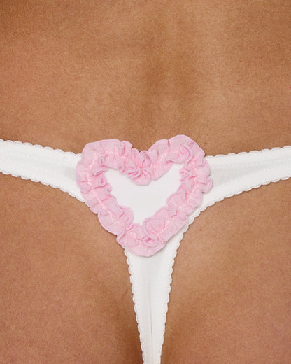 Thong with Swan and Heart in White