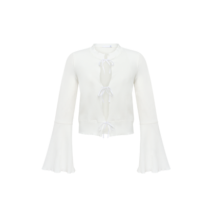 Cardigan with Ties in White