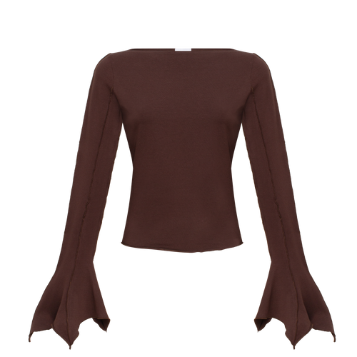 Drape Long-Sleeve in Brown