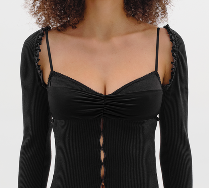 Top with Draped Neckline in Black