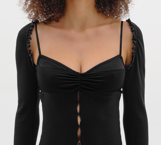 Top with Draped Neckline in Black