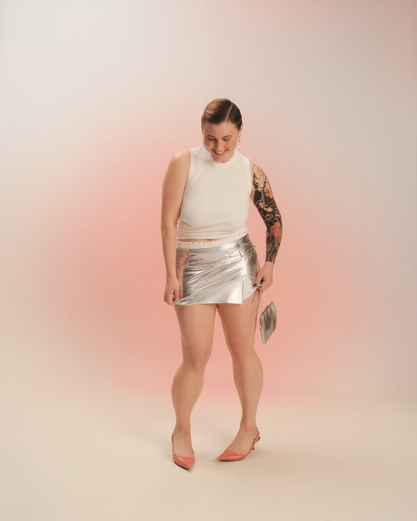Silver Skirt with Shorts