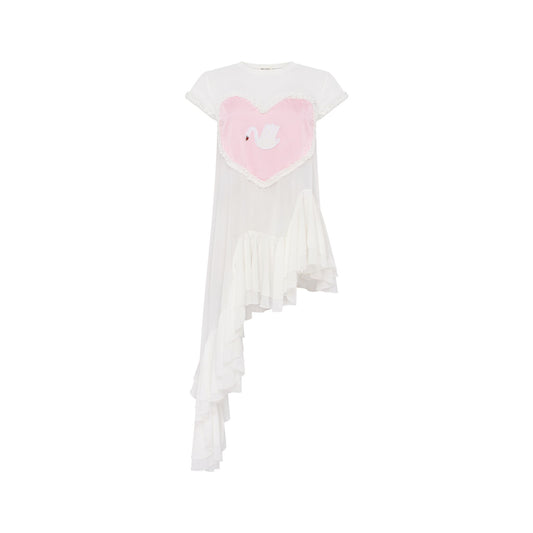 Top with Heart and Ruffles in White