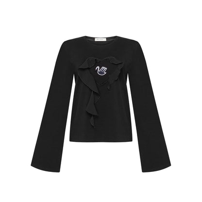 Top with Heart and Swan in Brown