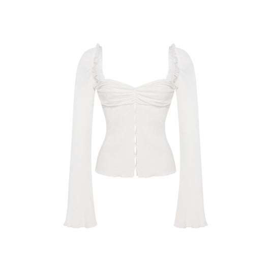 Top with Draped Neckline in White