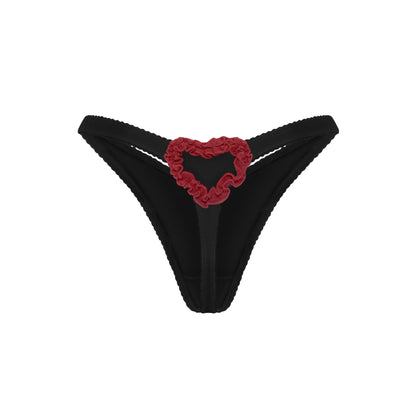 Thong with Swan and Heart in Black