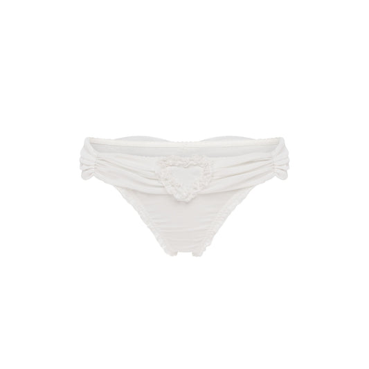 Tanga with Heart and Ruffles in White